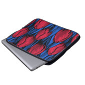 Tulips in Rot und Blau Laptopschutzhülle (Vorne Knopf)