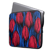 Tulips in Rot und Blau Laptopschutzhülle (Vorderseite Links)