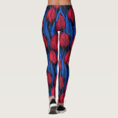 Tulips in Rot und Blau Leggings (Rückseite)
