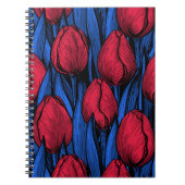 Tulips in Rot und Blau Notizblock (Vorderseite)