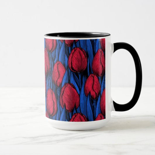 Tulips in Rot und Blau Tasse (Rechts)