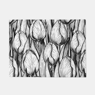 Tulips in Schwarzweiß Fußmatte
