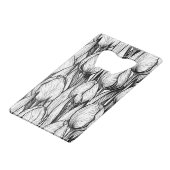 Tulips in Schwarzweiß Geldbeutel Flaschenöffner (Vorderseite Schrägansicht)