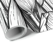 Tulips in Schwarzweiß Geschenkpapier (Rolleneckpunkt)