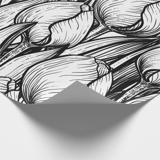 Tulips in Schwarzweiß Geschenkpapier (Ecke)