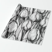 Tulips in Schwarzweiß Geschenkpapier (Ungerollt)