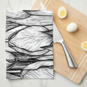 Tulips in Schwarzweiß Geschirrtuch (Viertel Falte)