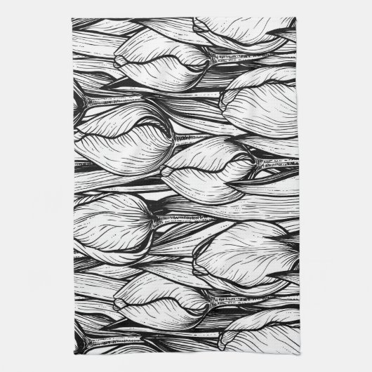 Tulips in Schwarzweiß Geschirrtuch (Vertikal)