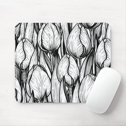 Tulips in Schwarzweiß Mousepad (Mit Mouse)