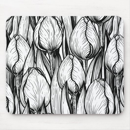 Tulips in Schwarzweiß Mousepad (Vorne)