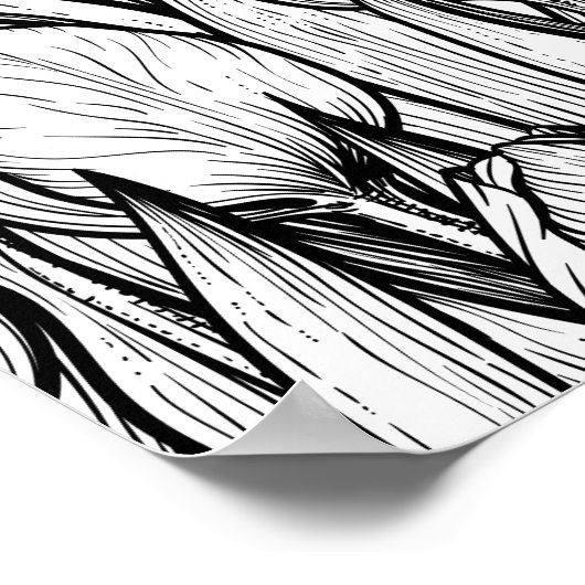 Tulips in Schwarzweiß Poster (Ecke)