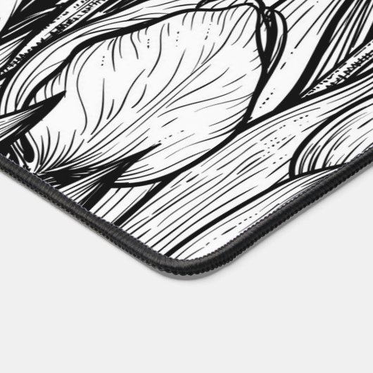 Tulips in Schwarzweiß Schreibtischunterlage (Ecke)