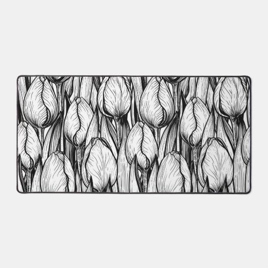 Tulips in Schwarzweiß Schreibtischunterlage (Vorderseite)