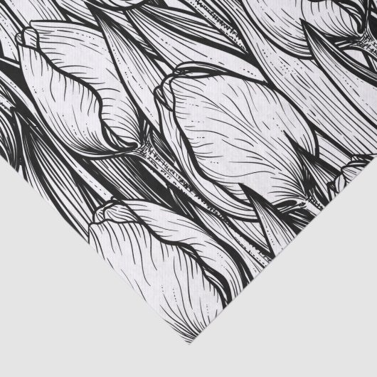 Tulips in Schwarzweiß Seidenpapier (Ausschnitt)