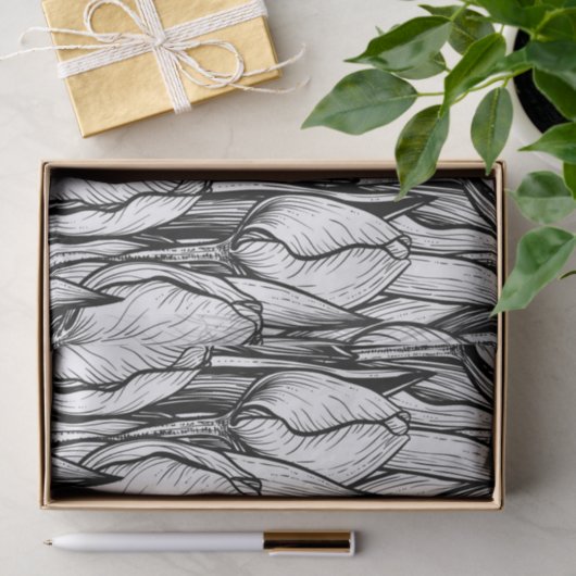 Tulips in Schwarzweiß Seidenpapier (Geschenk)