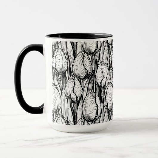 Tulips in Schwarzweiß Tasse (Links)