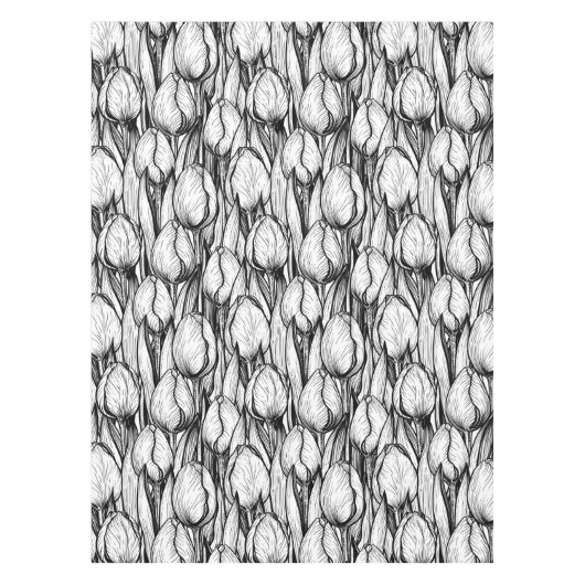 Tulips in Schwarzweiß Tischdecke (Vorderseite)