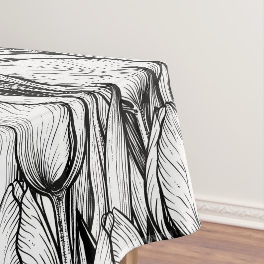 Tulips in Schwarzweiß Tischdecke (Beispiel)