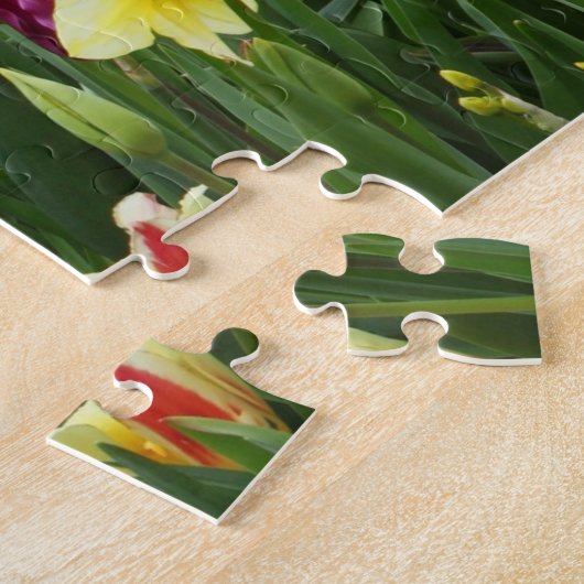 Tulips in Springtime Garden Weg farbenfroh Puzzle (Seite)