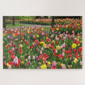 Tulips in Springtime Garden Weg farbenfroh Puzzle (Horizontal)