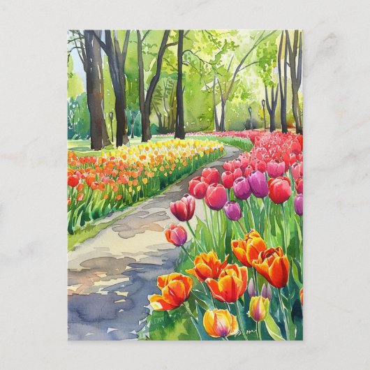 Tulips in The Park Postkarte (Vorderseite)