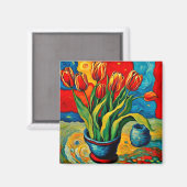 Tulips in Vase Magnet (Vorderseite/Rückseite)