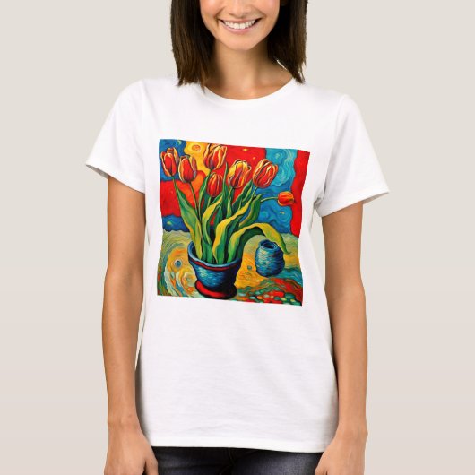 Tulips in Vase T-Shirt (Vorderseite)