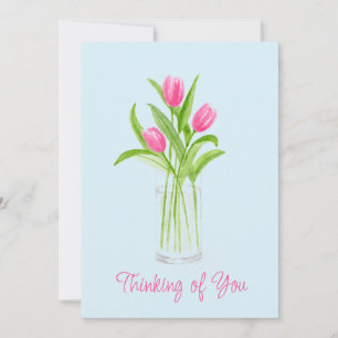 Tulips in Wasser handbemalt Aquarell Floral Feiertagskarte