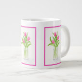 Tulips in Wasser handbemalt Aquarell Floral Jumbo-Tasse (Vorderseite Rechts)