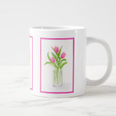 Tulips in Wasser handbemalt Aquarell Floral Jumbo-Tasse (Rechts)