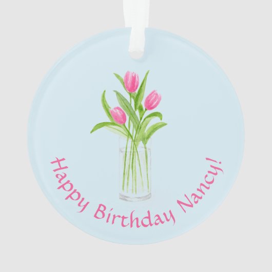 Tulips in Water Handpainted Watercolor Floral Ornament (Rückseite)