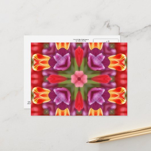 Tulips Kaleidoskop Postkarte (Vorderseite/Rückseite Beispiel)