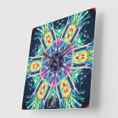 Tulips Kaleidosskop Quadratische Wanduhr (Winkel)