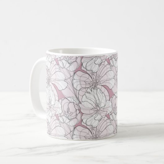Tulips Line Zeichnend Kaffeetasse (Vorderseite Links)
