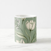 Tulips mit Blätter auf hellgrün Kaffeetasse (Mittel)
