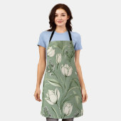 Tulips mit Blätter auf hellgrün Schürze (Getragen)