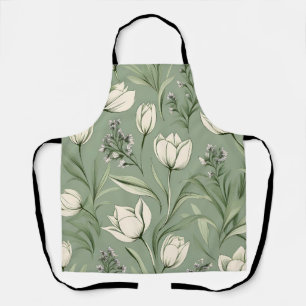 Tulips mit Blätter auf hellgrün Schürze