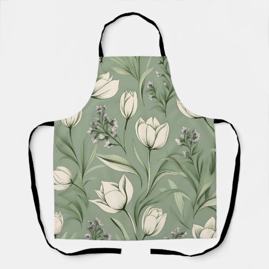 Tulips mit Blätter auf hellgrün Schürze (Vorderseite)