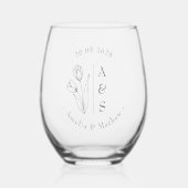 Tulips Mit Monogramm Hochzeiten Weinglas Ohne Stiel (Vorderseite)