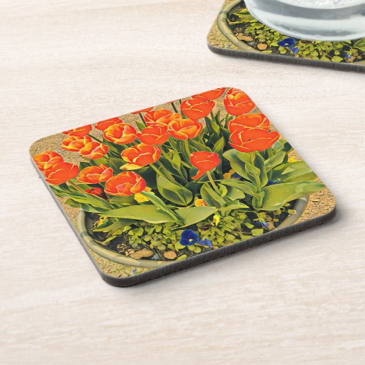 Tulips Modernes Fest der Blume Getränkeuntersetzer (Linke Seite)