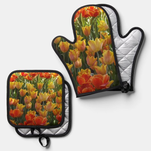 Tulips Ofenhandschuh & Topflappen-Set (Vorderseite/Rückseite)