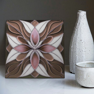 Tulips on Chocolate Art Nouveau Keramik Tile Fliese