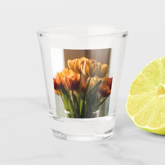 Tulips Orange Flowers Schnapsglas (Vorderseite)