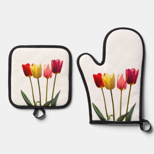 TULIPs Oven Mitt & Pot Holder-Set Ofenhandschuh & Topflappen-Set (Vorderseite)