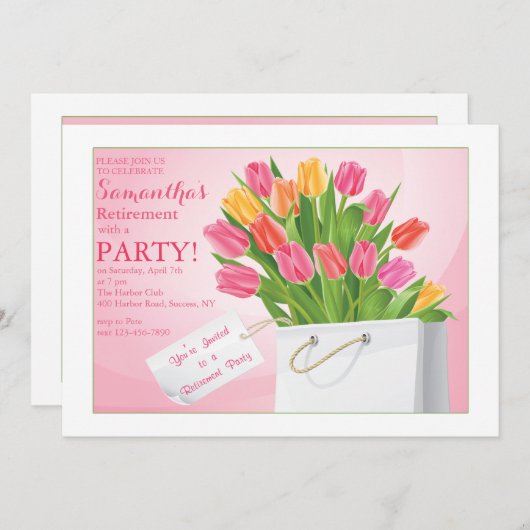 Tulips Retirement-Party Einladung (Vorne/Hinten)
