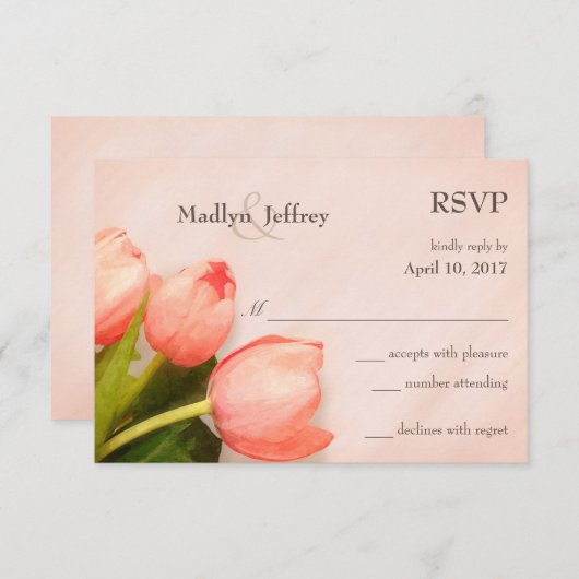 Tulips Rosa Frühlingshochzeit UAWG RSVP Karte (Vorne/Hinten)