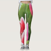 Tulips Rosa Gelbe Blüten Blumenblumen Leggings (Vorderseite)