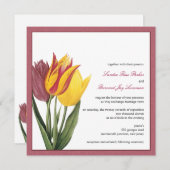 Tulips Rose Border Wedding Einladung (Vorne/Hinten)
