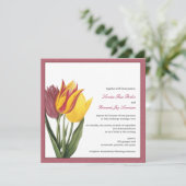Tulips Rose Border Wedding Einladung (Stehend Vorderseite)