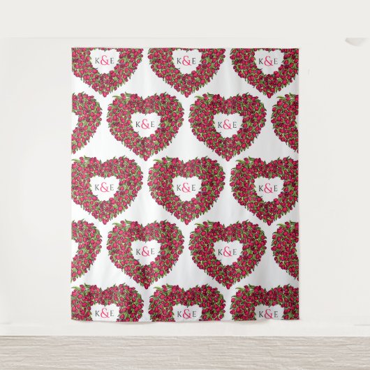 Tulips Rote Monogramm Hochzeitskugel Wandteppich (Vorderseite)